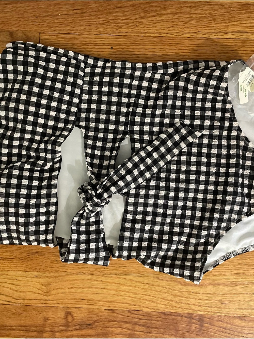 aerie Black & White Gingham One Piece Swim